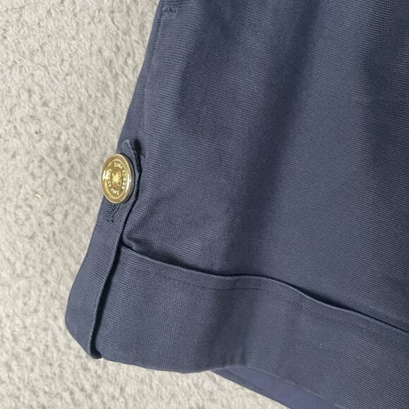 Kate Spade Shorts Womens 4 Navy Blue Cuffed Bow Back Gold Button Classic Preppy - Picture 4 of 15